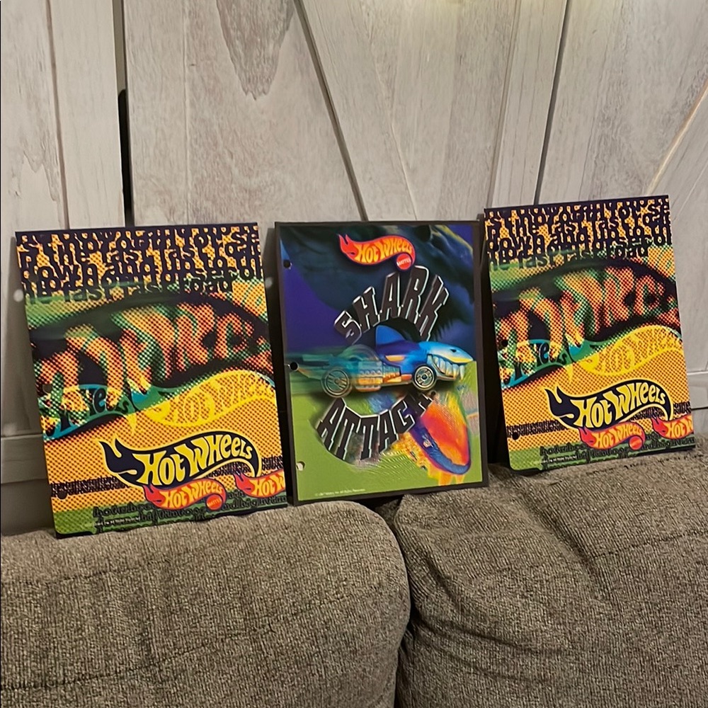 Vintage 90’s Mattel Hot Wheels School Folder Bundle New Never Used from 1997!